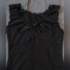 Brandy Melville Elegant Black Ruffle Top